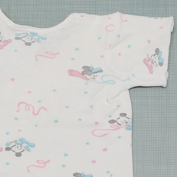 Vtg 80s Dundee Disney Babies Snap Cross Body Crib Shirt NB Mickey Minnie Mouse - Picture 10 of 12